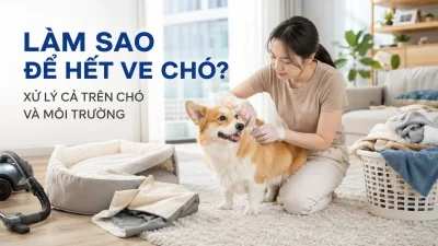 Chủ nuôi kiểm tra ve trên chó và vệ sinh ổ nằm để hạn chế ve quay lại.