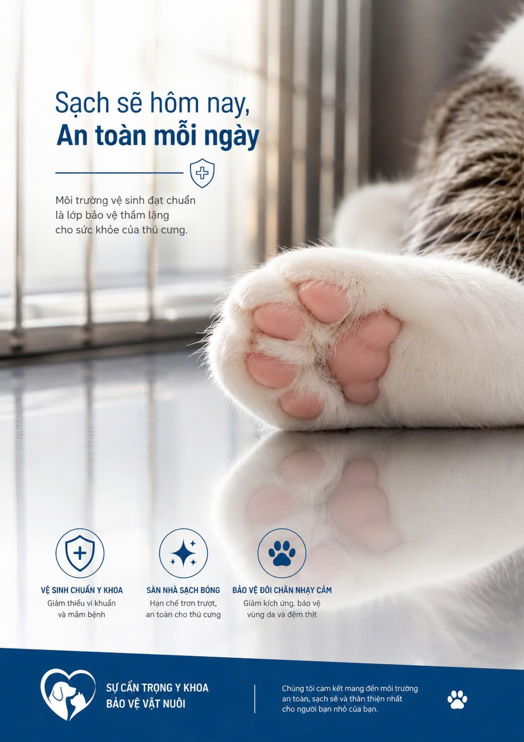 Lựa chọn xịt khử khuẩn chuồng trại an toàn để tránh ngộ độc niêm mạc đệm thịt ở chó mèo đang điều trị viêm da.