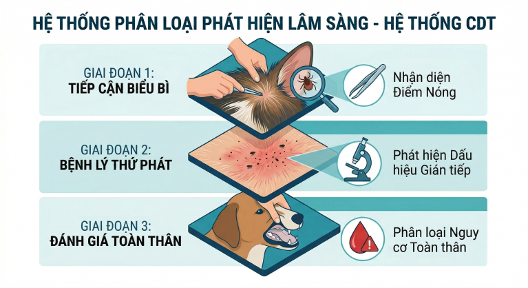 Phác đồ 3 bước phân tầng nhận diện lâm sàng dấu hiệu ve rận