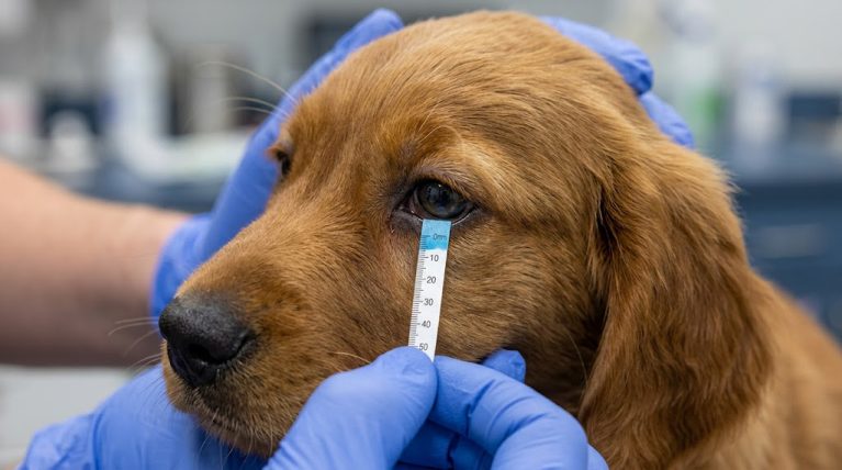 Xét nghiệm Schirmer Tear Test chẩn đoán chứng khô mắt KCS ở chó.