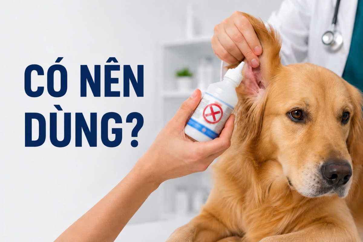 Ảnh đại diện đặt câu hỏi về việc dùng oxy già hoặc cồn để vệ sinh tai thú cưng.